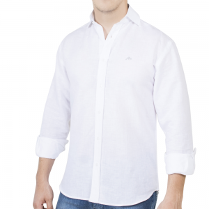 CAMISA MANGA LARGA LINO CABALLERO -BLANCO
