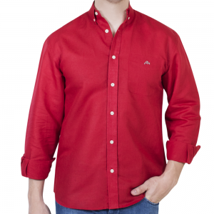 CAMISA MANGA LARGA LINO CABALLERO-ROJA